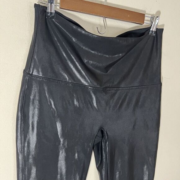 SPANX Faux Leather Leggings Pants Plus Size 1X Black High Rise - Picture 4 of 8